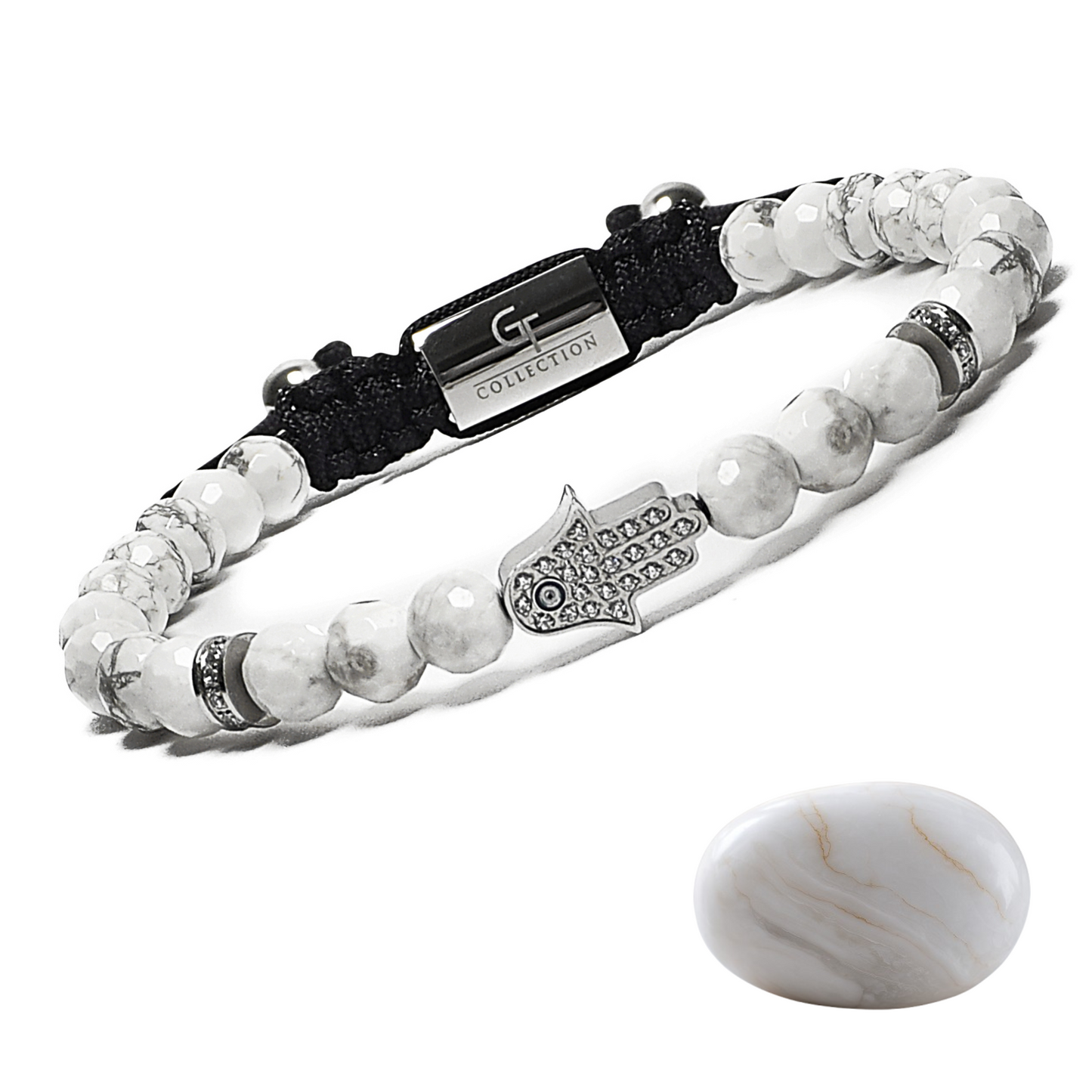 Men's HOWLITE Bracelet with Silver HAMSA Hand