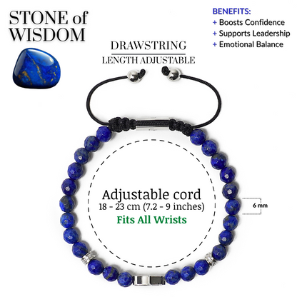Men's LAPIS LAZULI Bracelet with Silver HAMSA Hand