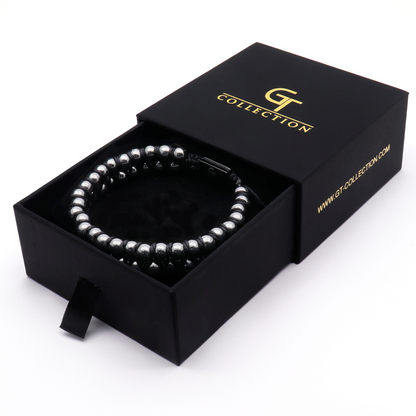 Men's HEMATITE Double Bead Bracelet