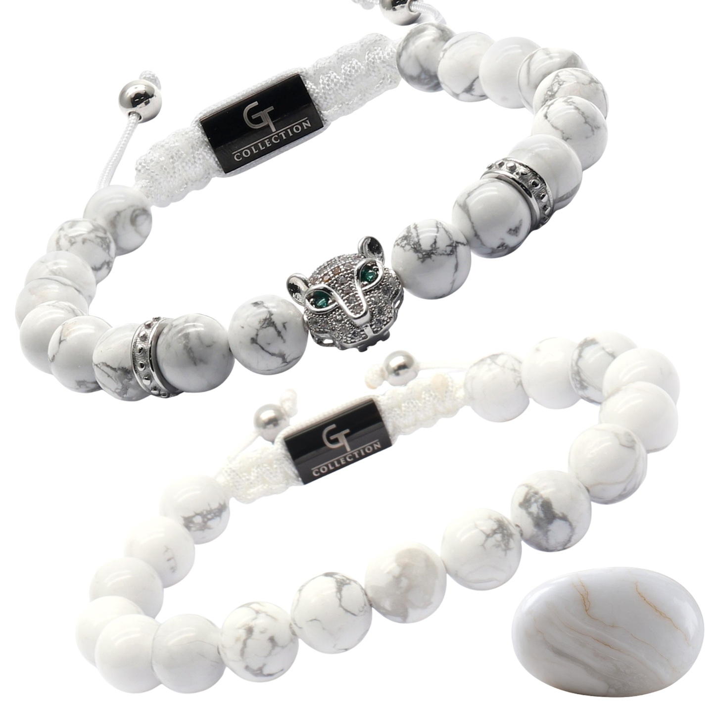 Harmony Set | Men's Howlite Leopard Bracelet Stack