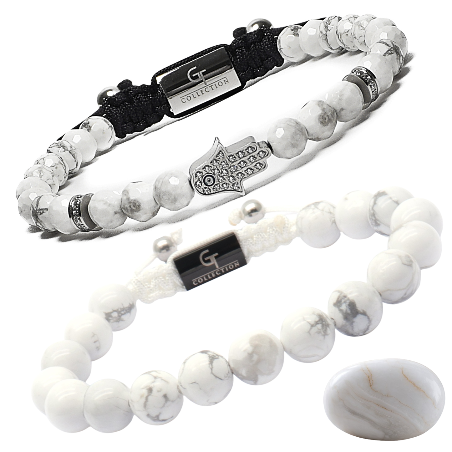 Balance Set | Men's Howlite Bracelet Stack with Hamsa Hand