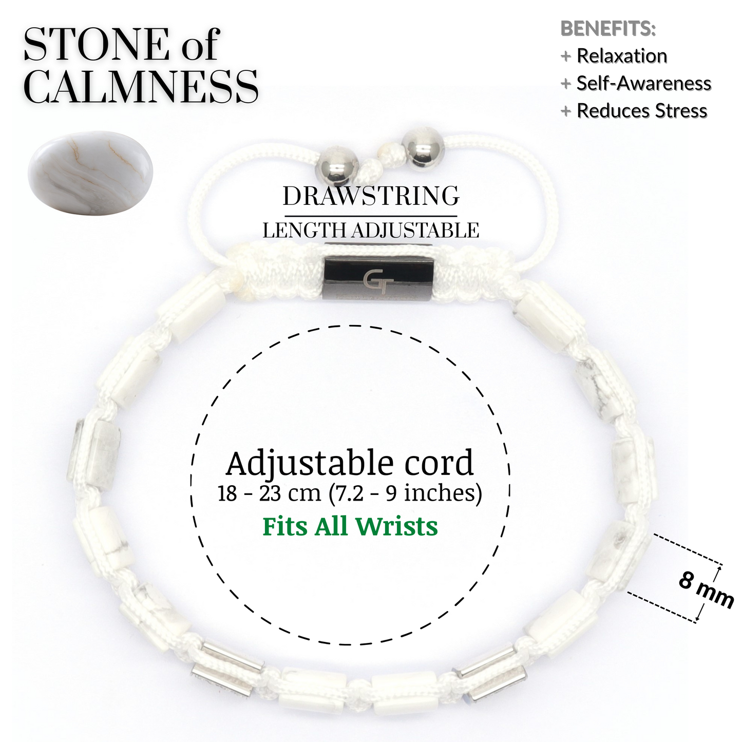 Men's HOWLITE Flat bead Bracelet