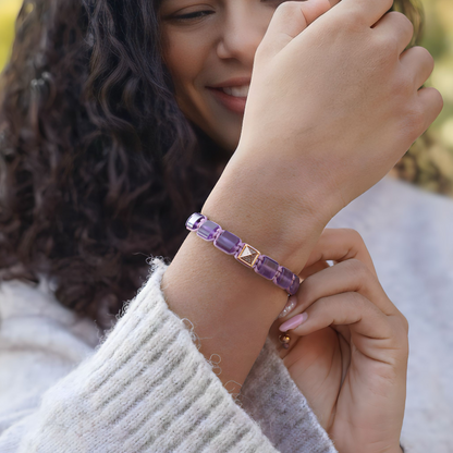Dames AMETHIST platte kralenarmband