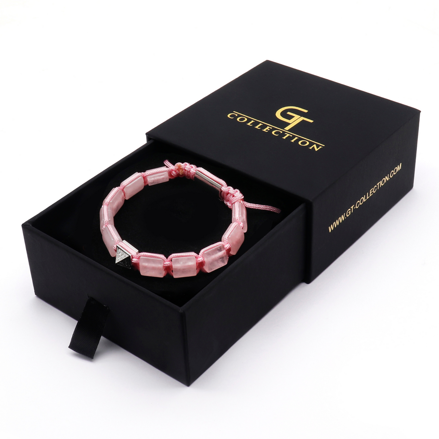 Armband met platte kralen van roze kwarts voor dames
