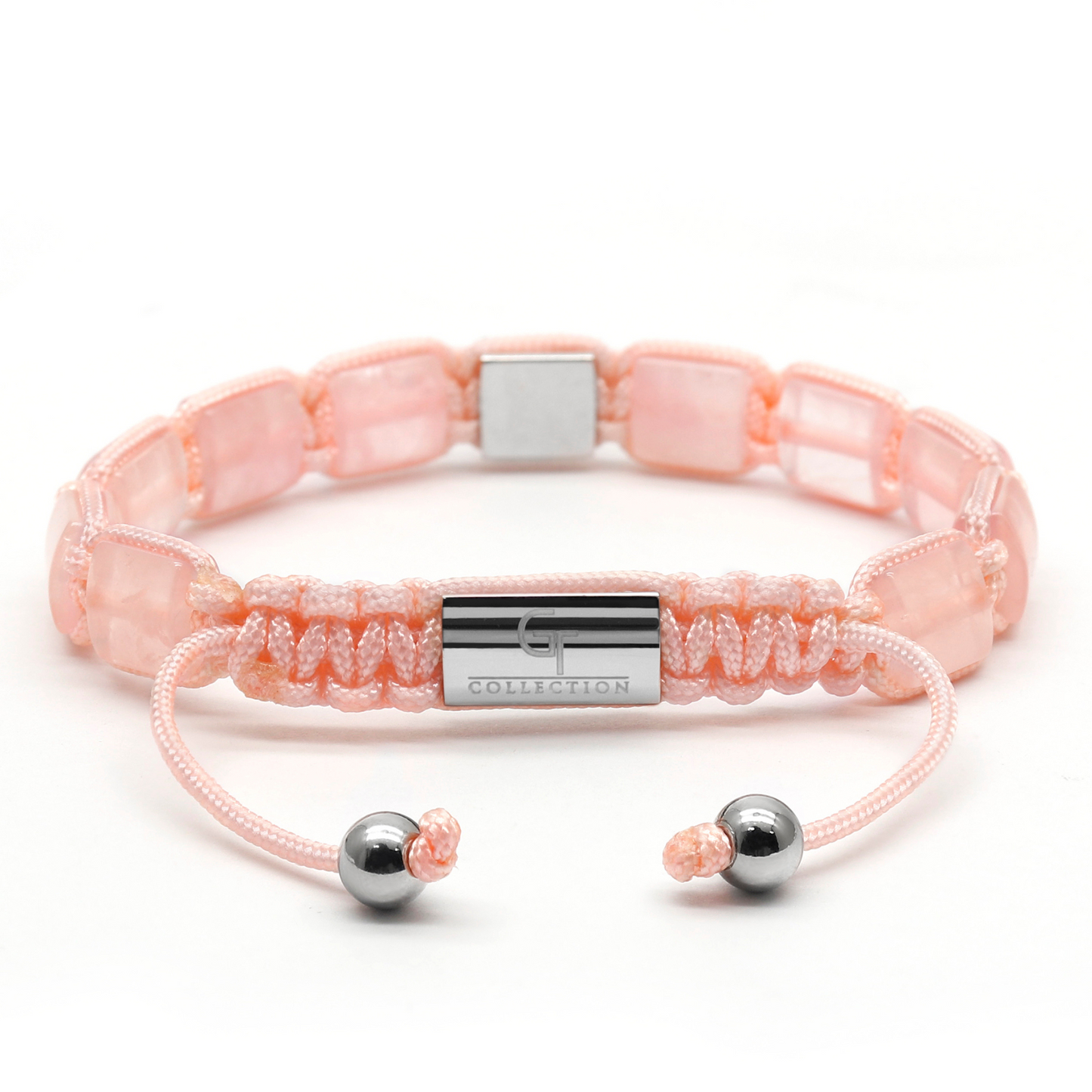 Armband met platte kralen van roze kwarts voor dames