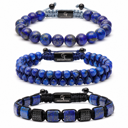 3 PIECE SET - LAPIS LAZULI Bracelets - The Wisdom Set