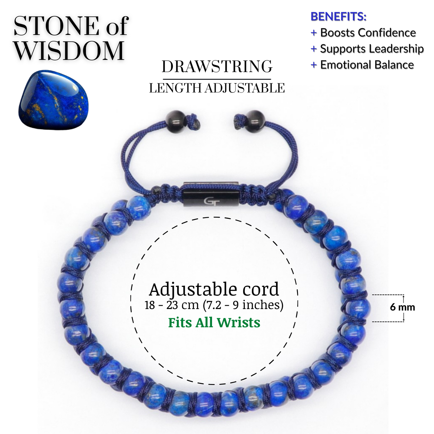Men's LAPIS LAZULI Double Bead Bracelet