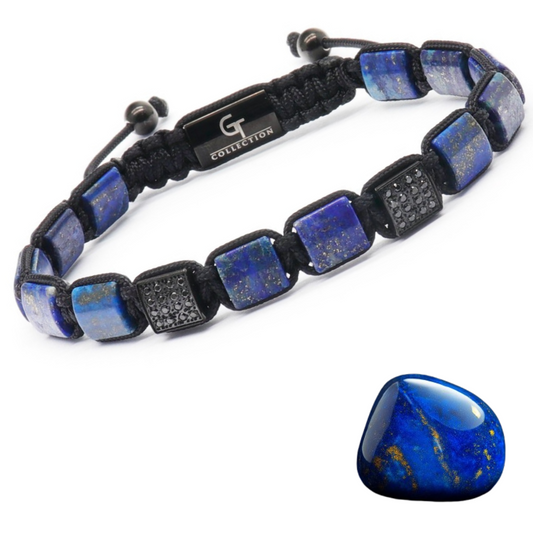 Men's LAPIS LAZULI Flat bead Bracelet