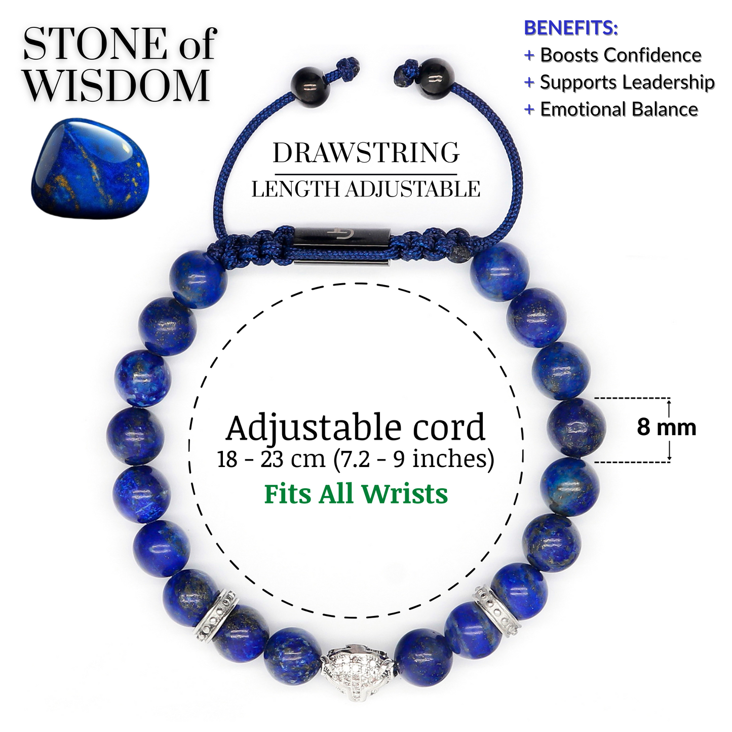 Men's LAPIS LAZULI Bracelet With Silver LEOPARD Head