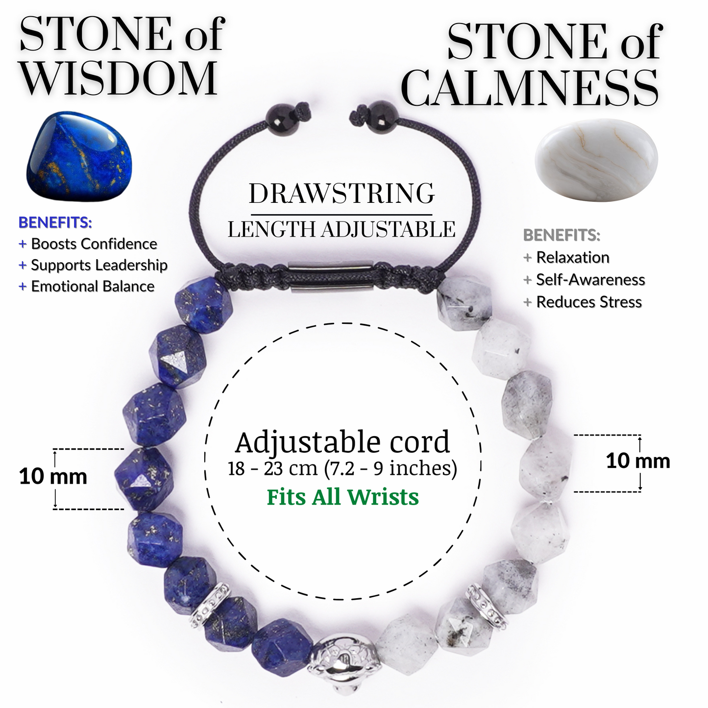 Men's LAPIS, LABRADORITE Bracelet with Silver LION Head