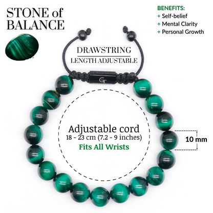 Men's GREEN TIGER EYE Beaded Bracelet