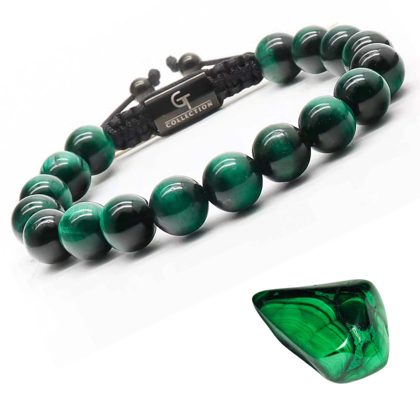 Men's GREEN TIGER EYE Beaded Bracelet