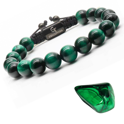 Men's GREEN TIGER EYE Beaded Bracelet