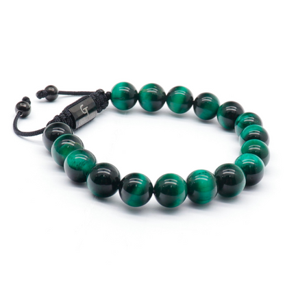 2 Piece Leadership Set | Men's Green Tiger Eye Lion Bracelet Stack