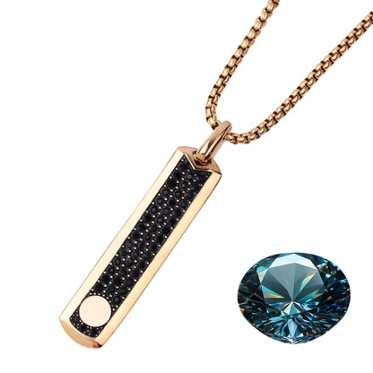 Golden Necklace with Black Zircon Pendant