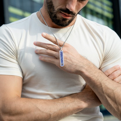 Silver Necklace with Blue Zircon Pendant