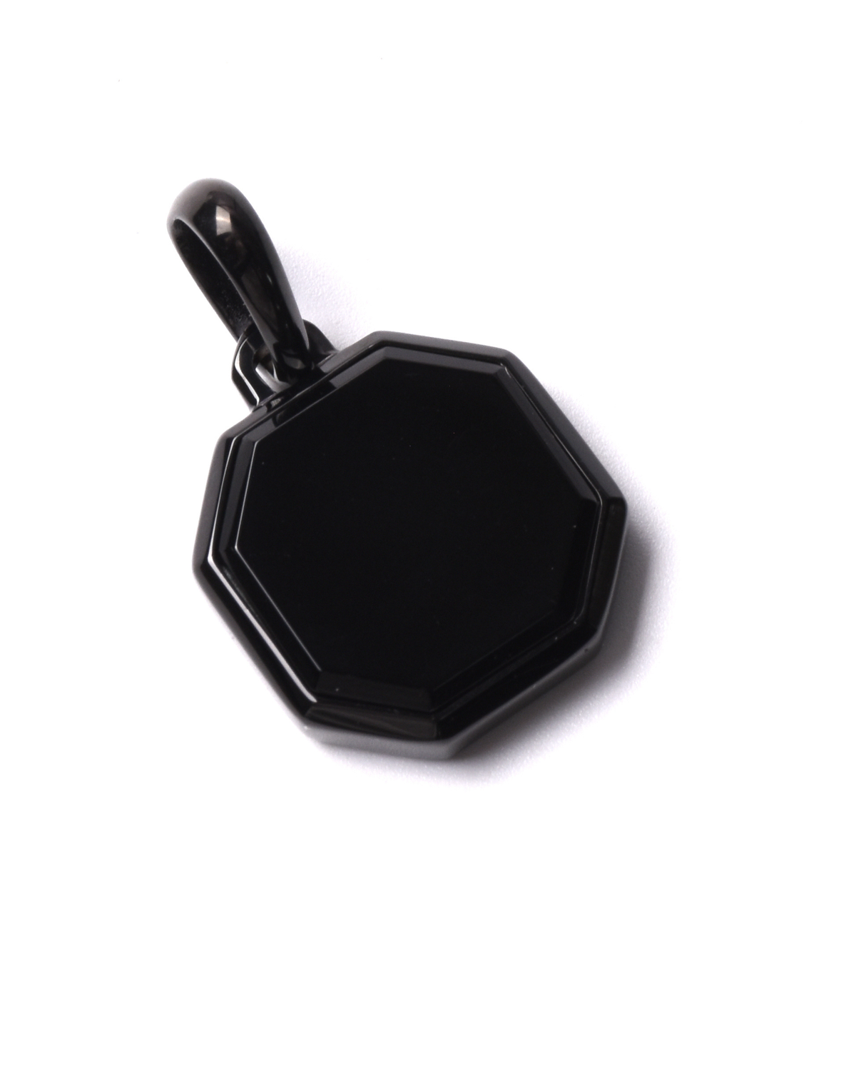 Men's Black Onyx Necklace With Octagonal Pendant | Black Steel