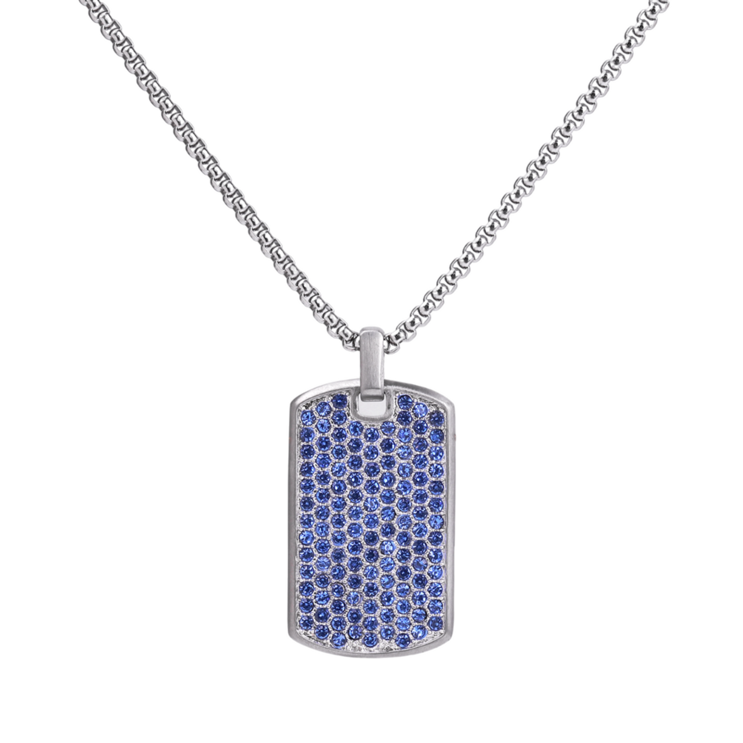 Silver Necklace with Blue Zircon Pendant