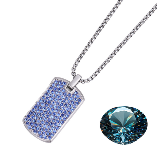 Silver Necklace with Blue Zircon Pendant