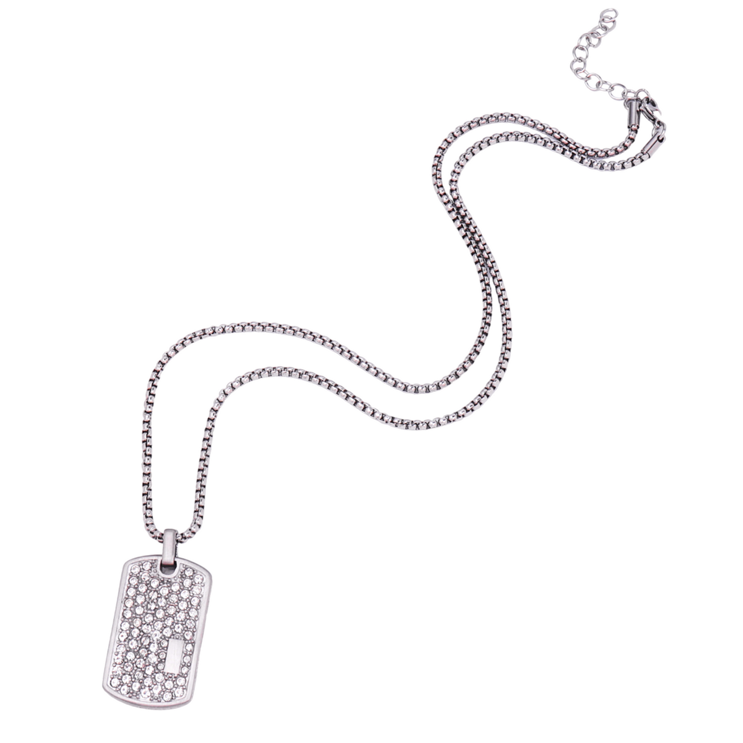 Silver Necklace with White Zircon Pendant