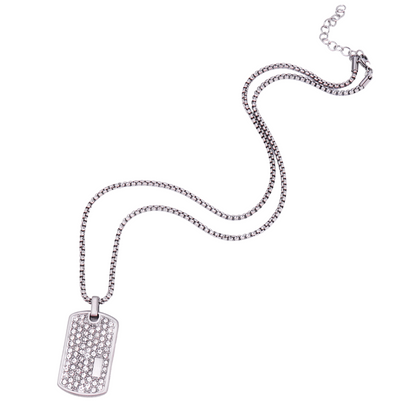 Silver Necklace with White Zircon Pendant