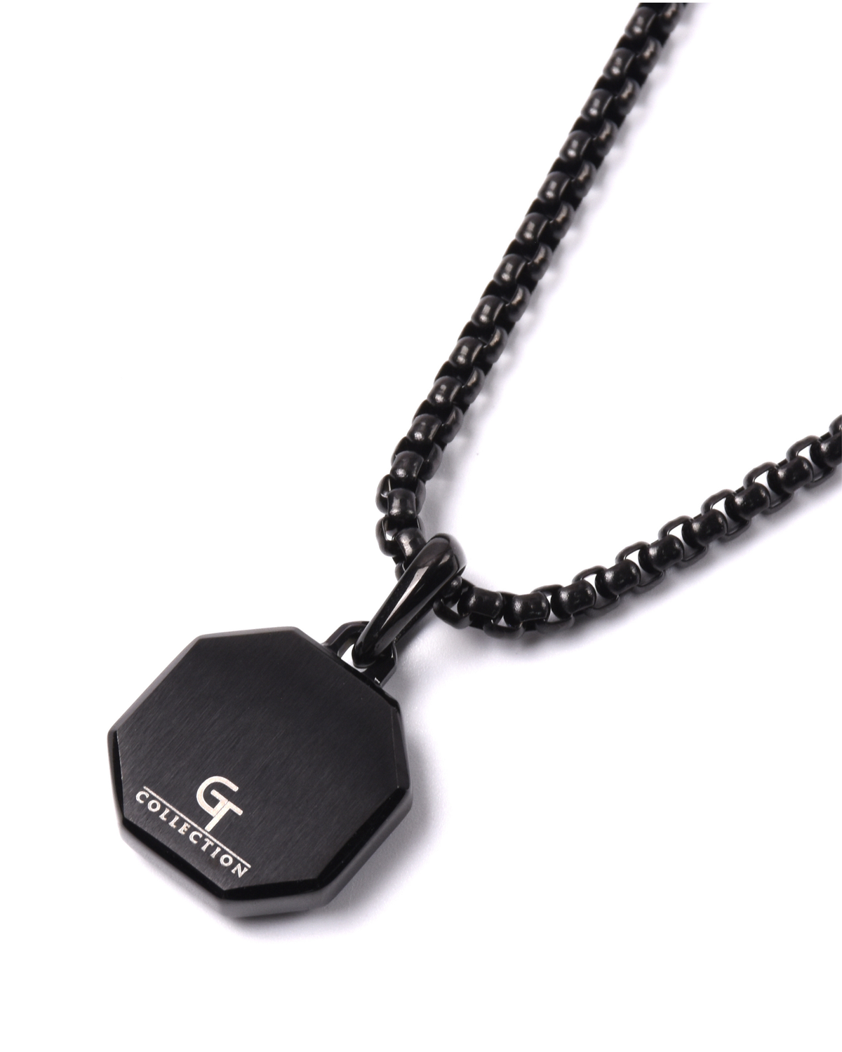 Men's Tiger Eye Necklace With Octagonal Pendant | Black Steel