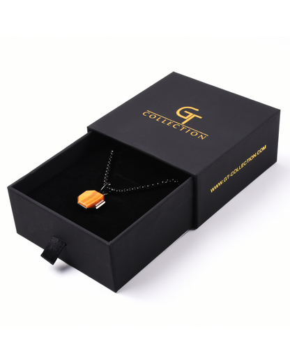 Men's Tiger Eye Necklace With Octagonal Pendant | Black Steel