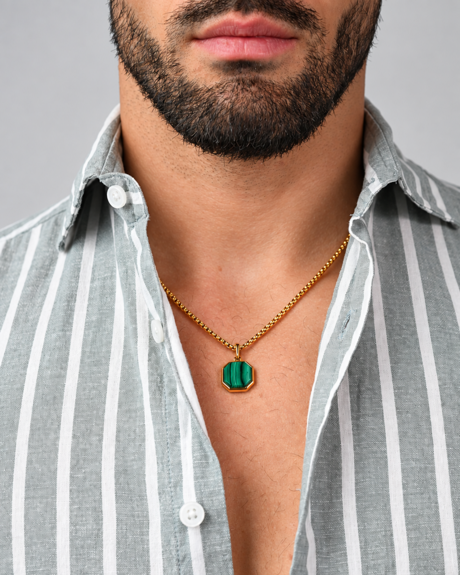 Green Tiger Eye Bracelet & Malachite Necklace Set Immagine secondaria del prodotto
