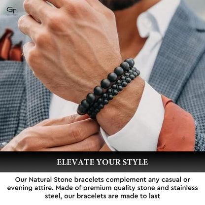 Men's BLACK ONYX Beaded Bracelet