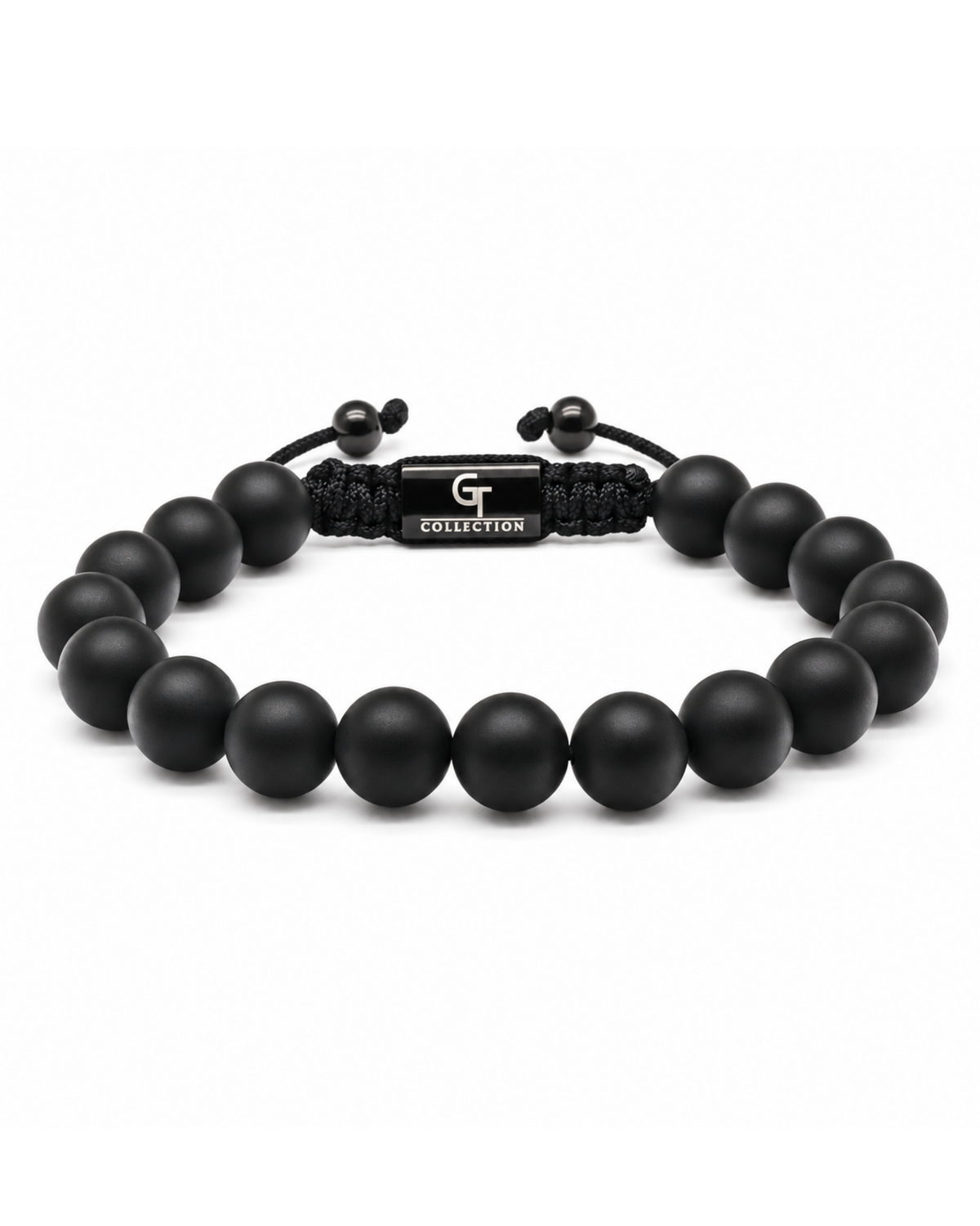 Single-row black bead bracelet with clasp and small toggle charm Main image