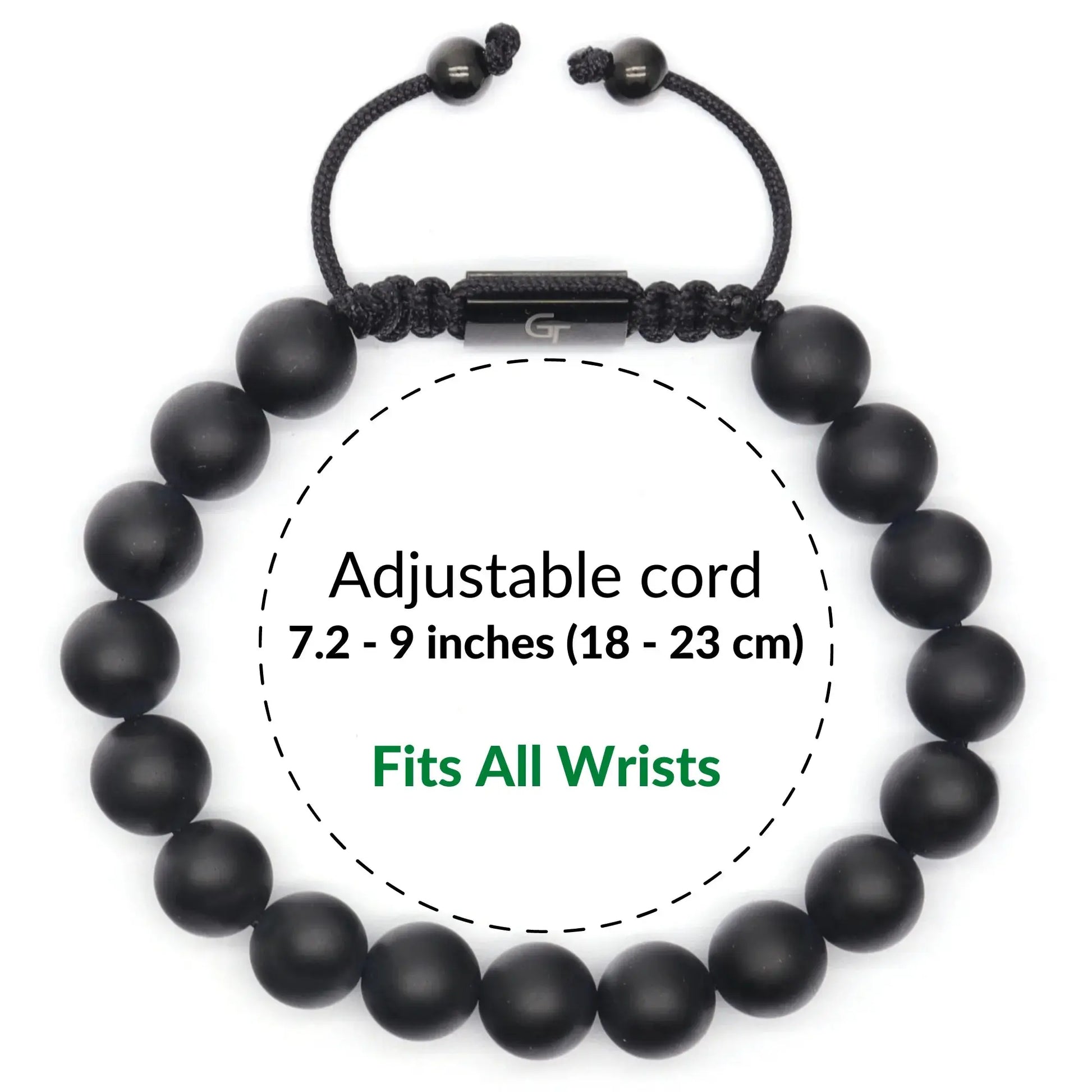 2 PIECE SET - BLACK ONYX Single Bead Bracelet And Flatbead Bracelet GT collection