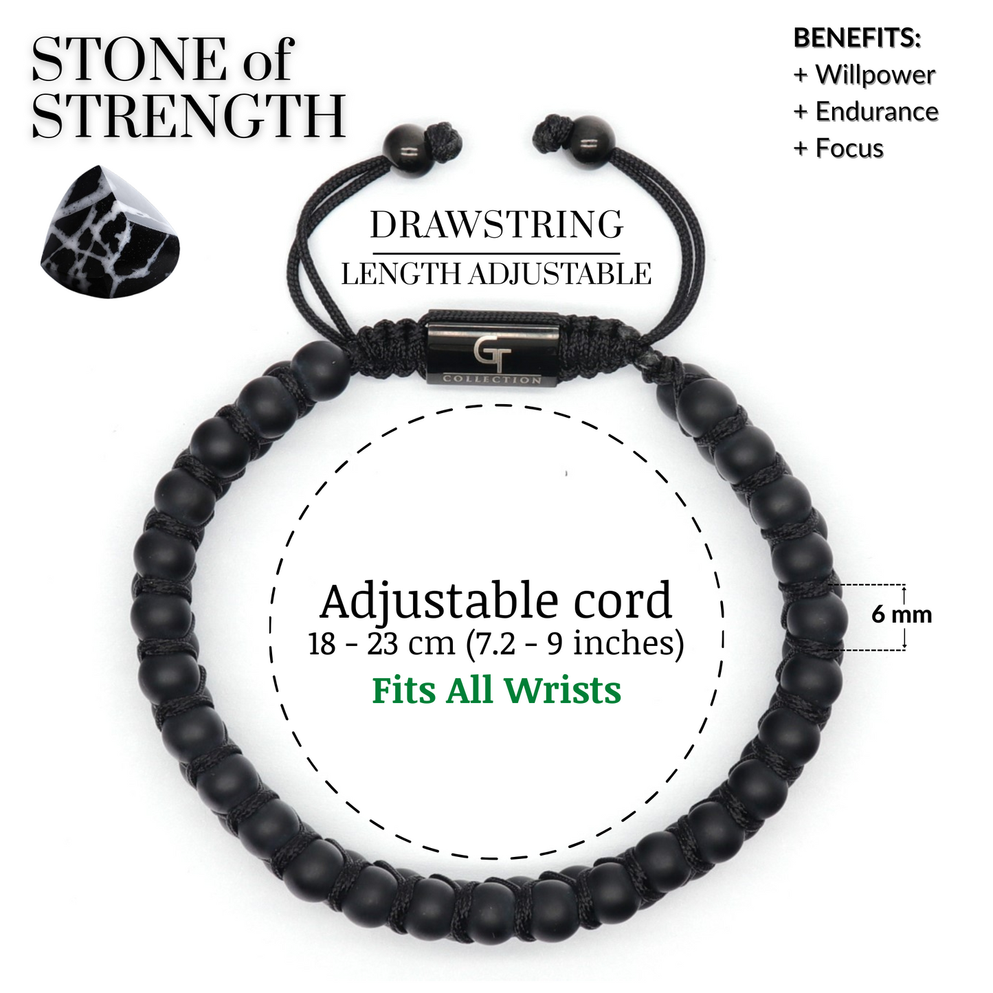 Men's BLACK ONYX Double Bead Bracelet