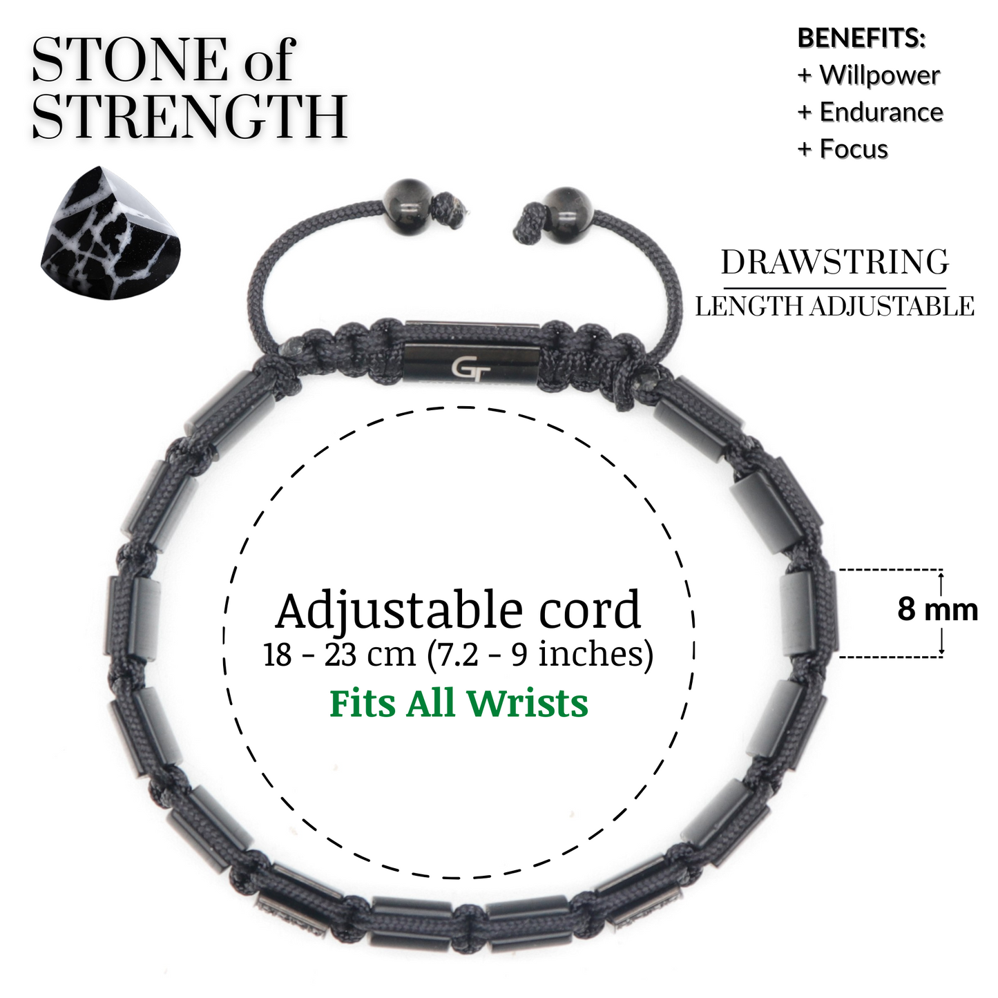 Men's BLACK ONYX Flat bead Bracelet