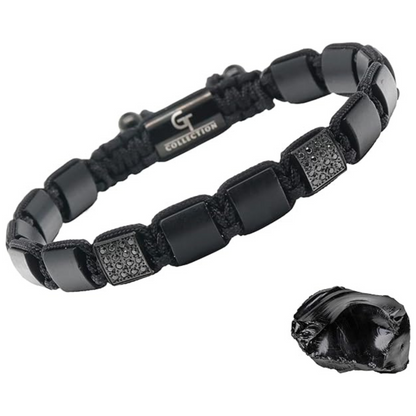 Men's BLACK ONYX Flat bead Bracelet