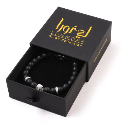 Men's BLACK ONYX Bracelet With ARABIAN LEOPARD Lunnora