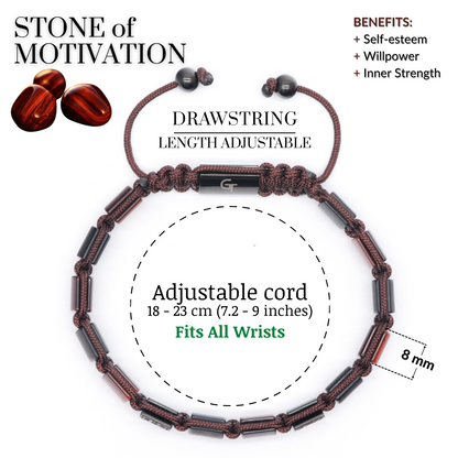 Men's RED TIGER EYE, BLACK ONYX Flat bead Bracelet