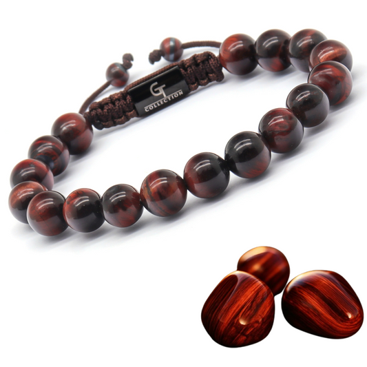 Men's RED TIGER EYE Beaded Bracelet