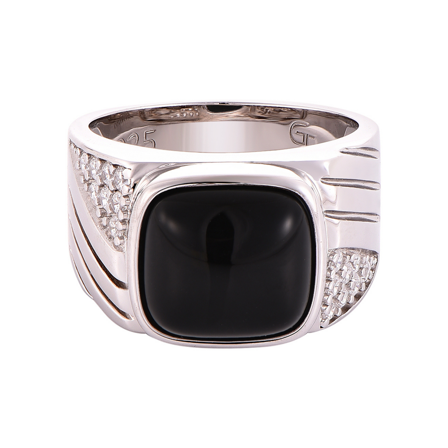Men's 925 Sterling Silver RING with Black ONYX stone