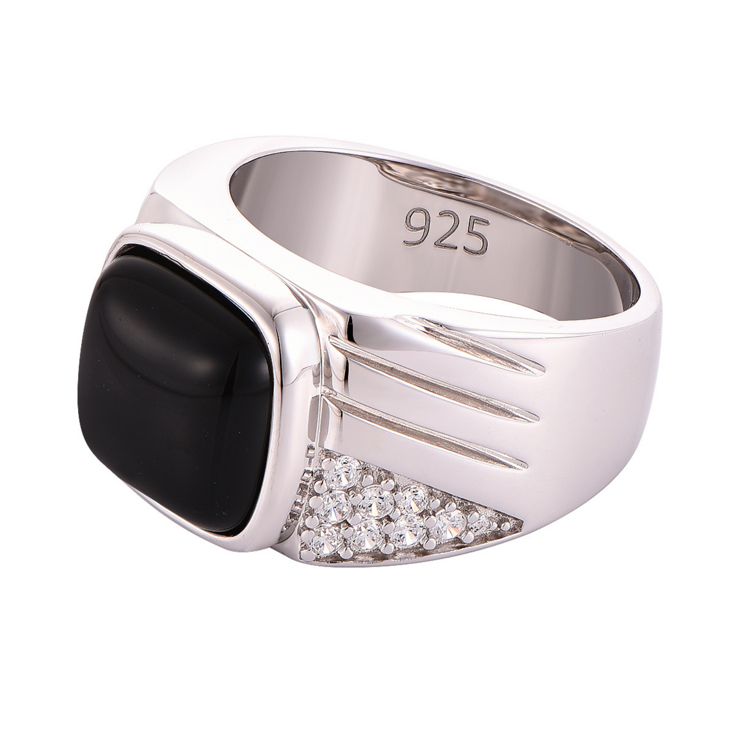 Men's 925 Sterling Silver RING with Black ONYX stone