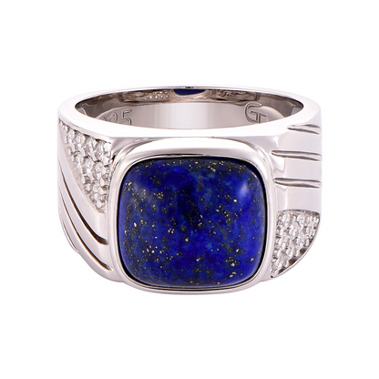 Men's 925 Sterling Silver RING with Blue LAPIS stone