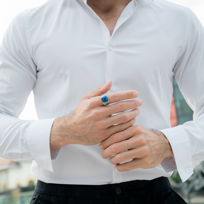 Men's 925 Sterling Silver RING with Blue LAPIS stone