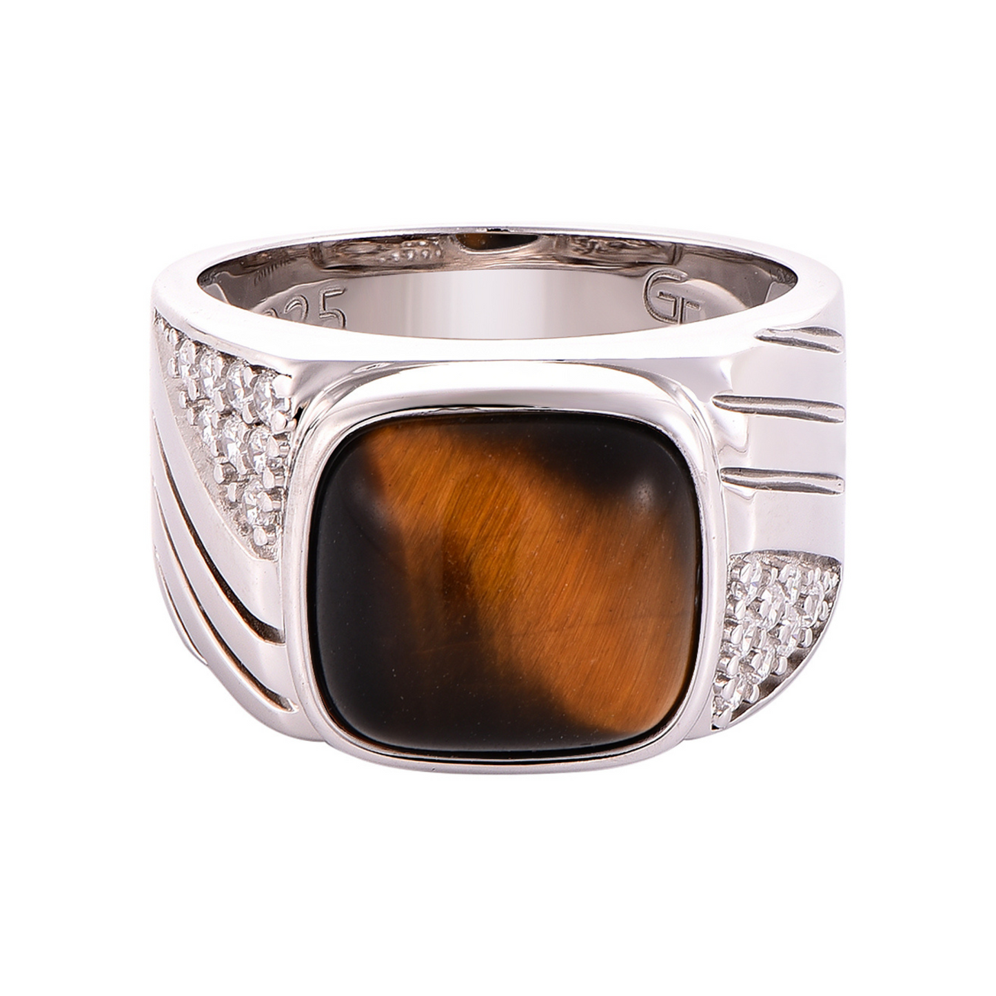 Men's 925 Sterling Silver RING with TIGER EYE stone