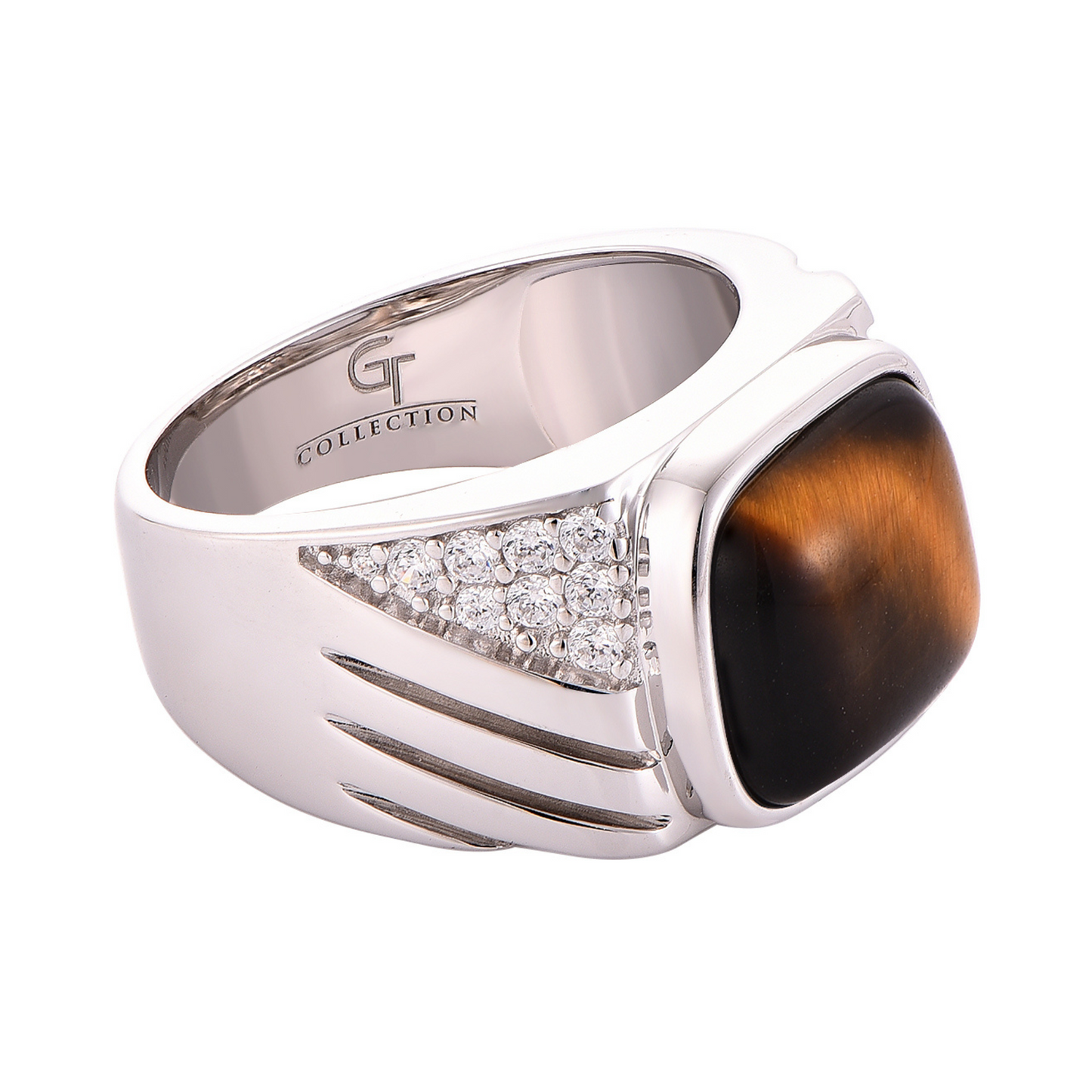 Men's 925 Sterling Silver RING with TIGER EYE stone