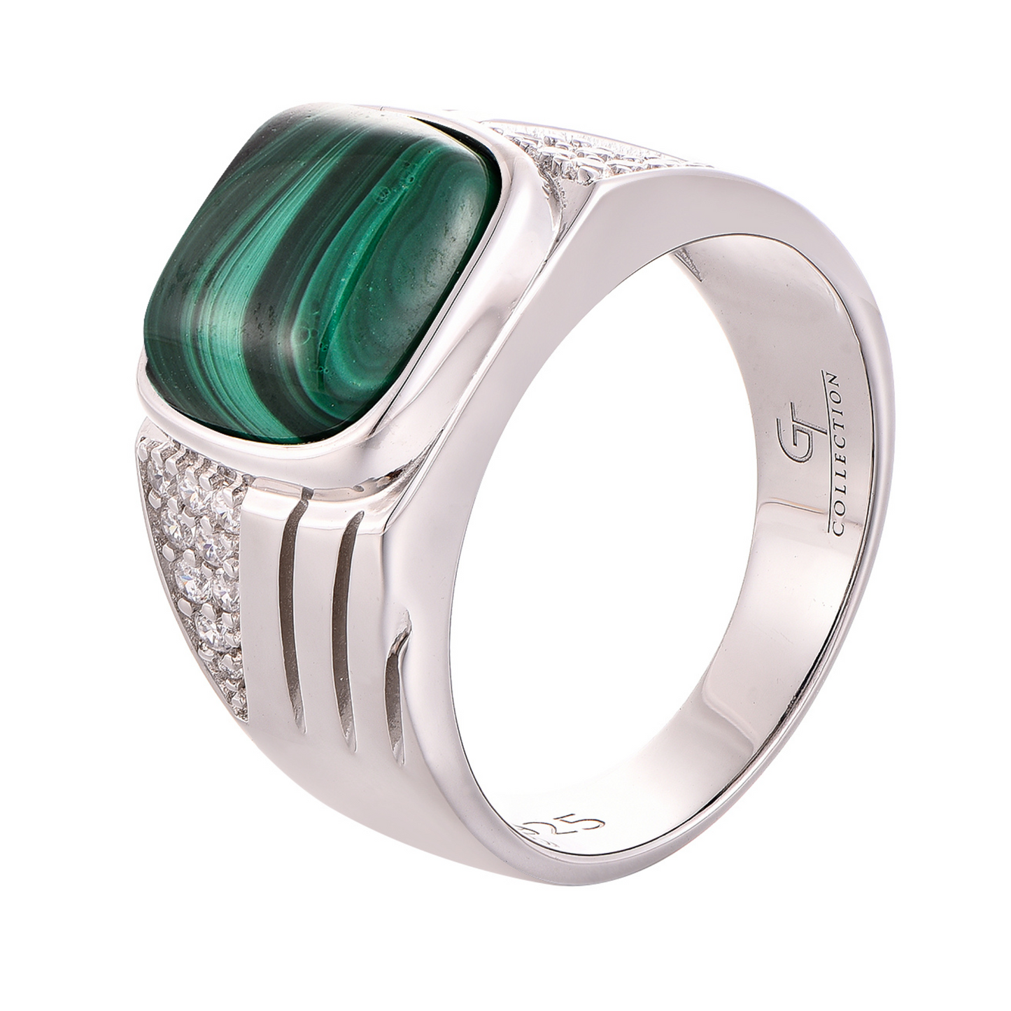 Men's 925 Sterling Silver RING with MALACHITE stone