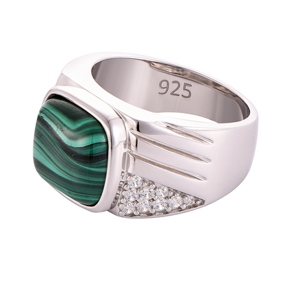 Men's 925 Sterling Silver RING with MALACHITE stone