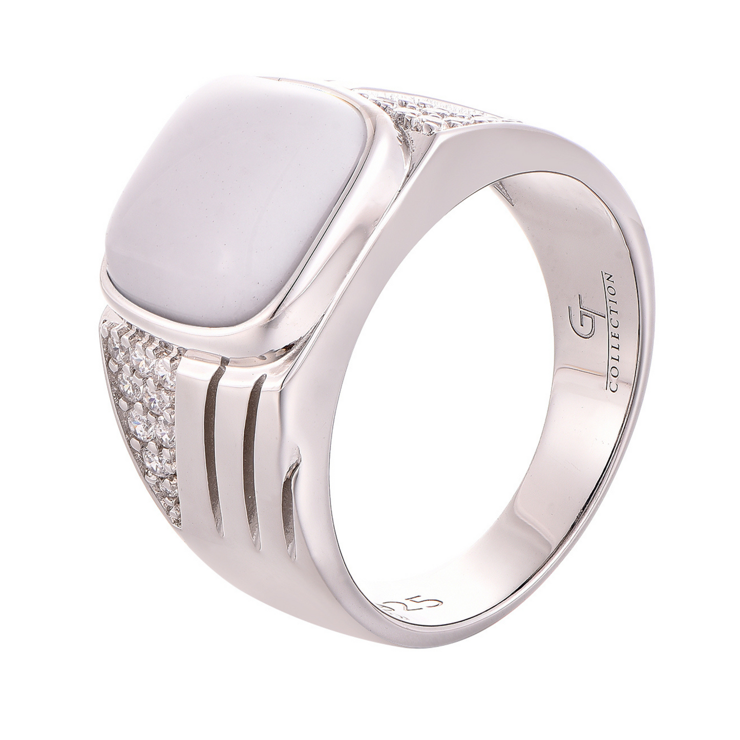 Men's 925 Sterling Silver RING with White HOWLITE stone