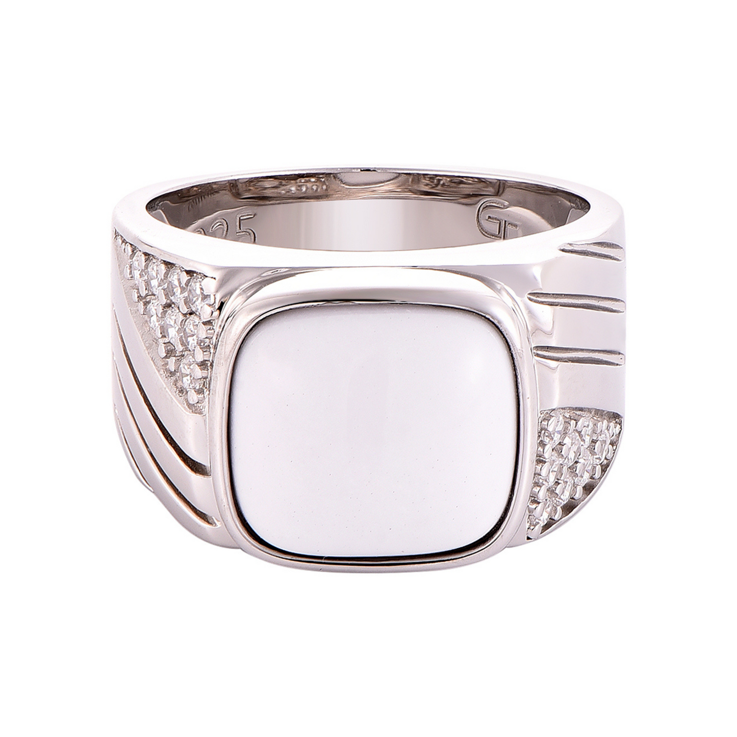 Men's 925 Sterling Silver RING with White HOWLITE stone