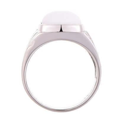 Men's 925 Sterling Silver RING with White HOWLITE stone