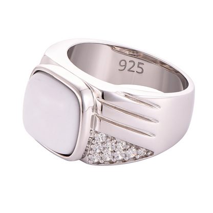 Men's 925 Sterling Silver RING with White HOWLITE stone