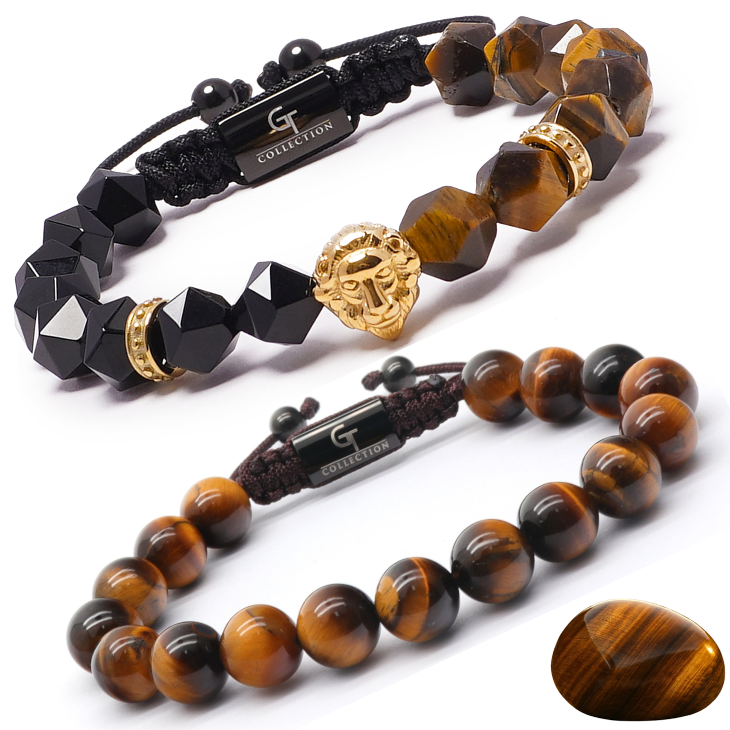 2 Piece Leadership Set | Men's Tiger Eye Lion Bracelet Stack